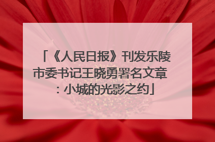 《人民日报》刊发乐陵市委书记王晓勇署名文章：小城的光影之约