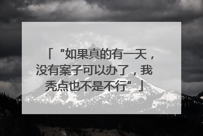 “如果真的有一天，没有案子可以办了，我秃点也不是不行”