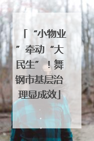 “小物业”牵动“大民生”！舞钢市基层治理显成效