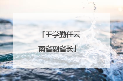 王学勤任云南省副省长