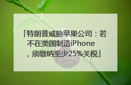 特朗普威胁苹果公司：若不在美国制造iPhone，须缴纳至少25%关税