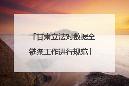 甘肃立法对数据全链条工作进行规范