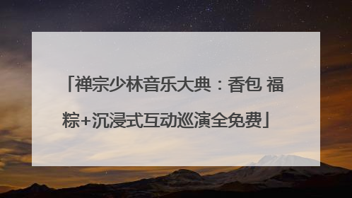 禅宗少林音乐大典：香包 福粽+沉浸式互动巡演全免费