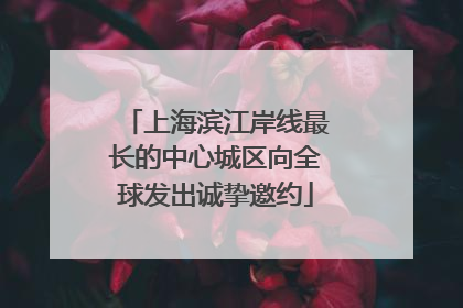 上海滨江岸线最长的中心城区向全球发出诚挚邀约