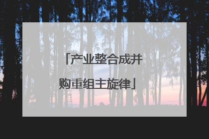 产业整合成并购重组主旋律