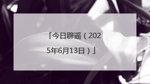 今日辟谣（2025年6月13日）
