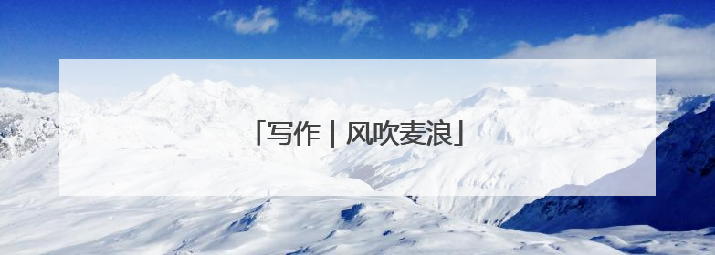 写作｜风吹麦浪