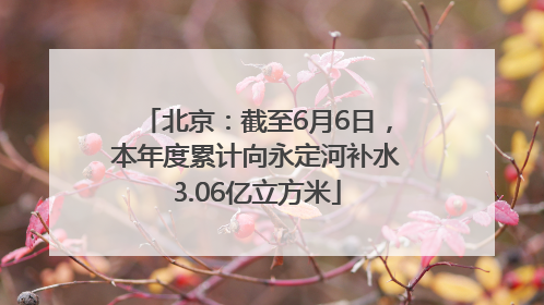 北京：截至6月6日，本年度累计向永定河补水3.06亿立方米