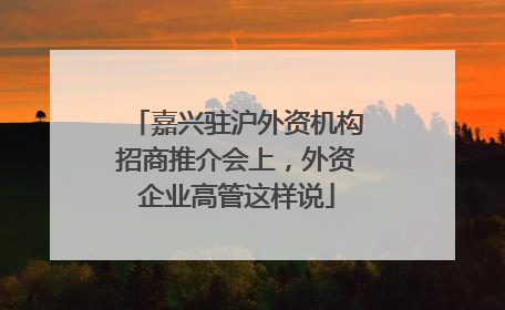 嘉兴驻沪外资机构招商推介会上，外资企业高管这样说