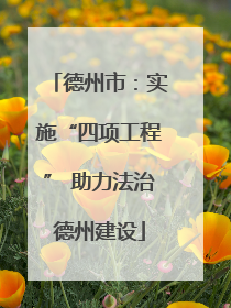 德州市：实施“四项工程” 助力法治德州建设