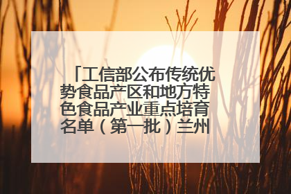 工信部公布传统优势食品产区和地方特色食品产业重点培育名单（第一批）兰州牛肉拉面位列其中