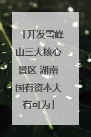 开发雪峰山三大核心景区 湖南国有资本大有可为