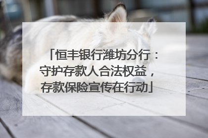 恒丰银行潍坊分行：守护存款人合法权益，存款保险宣传在行动