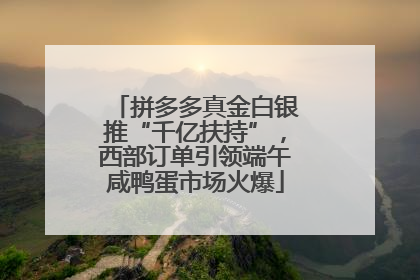 拼多多真金白银推“千亿扶持”，西部订单引领端午咸鸭蛋市场火爆