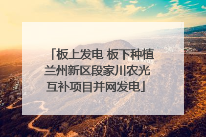 板上发电 板下种植 兰州新区段家川农光互补项目并网发电