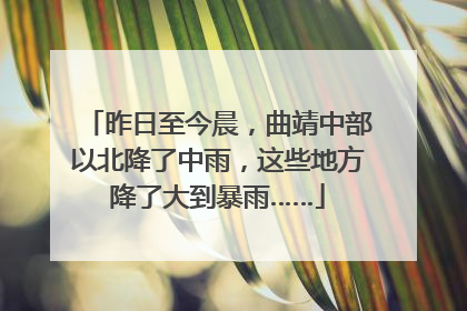 昨日至今晨，曲靖中部以北降了中雨，这些地方降了大到暴雨……