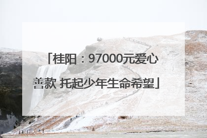 桂阳：97000元爱心善款 托起少年生命希望