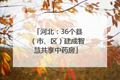 河北：36个县（市、区）建成智慧共享中药房