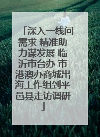 深入一线问需求 精准助力谋发展 临沂市台办 市港澳办商城出海工作组到平邑县走访调研