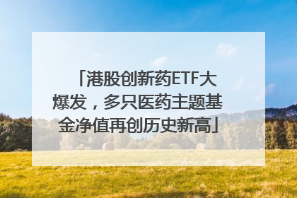 港股创新药ETF大爆发，多只医药主题基金净值再创历史新高