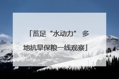 蓄足“水动力” 多地抗旱保粮一线观察