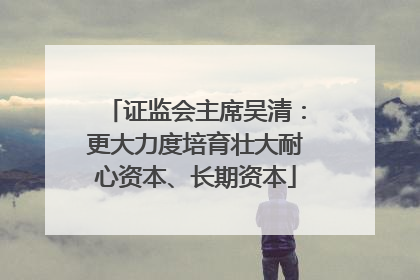 证监会主席吴清：更大力度培育壮大耐心资本、长期资本