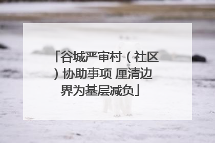 谷城严审村（社区）协助事项 厘清边界为基层减负