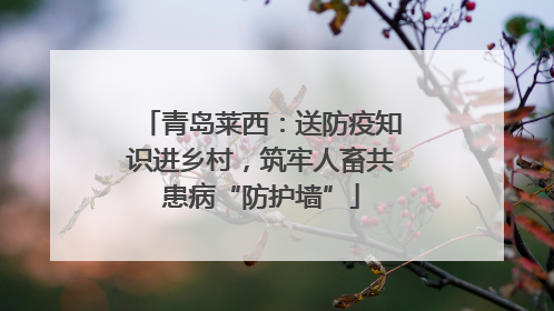 青岛莱西：送防疫知识进乡村，筑牢人畜共患病“防护墙”