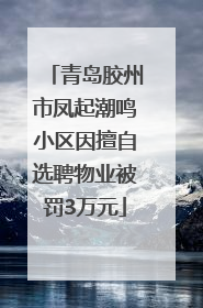 青岛胶州市凤起潮鸣小区因擅自选聘物业被罚3万元