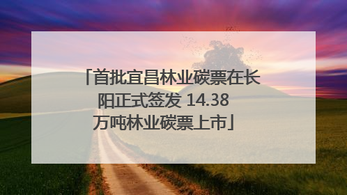 首批宜昌林业碳票在长阳正式签发 14.38万吨林业碳票上市