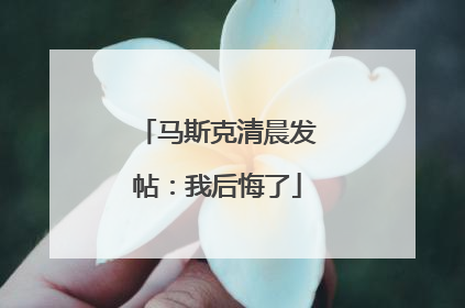 马斯克清晨发帖：我后悔了