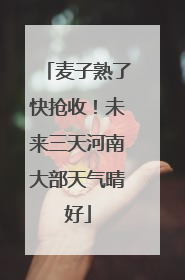 麦子熟了快抢收！未来三天河南大部天气晴好