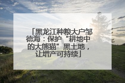 黑龙江种粮大户邹德海：保护“耕地中的大熊猫”黑土地，让增产可持续