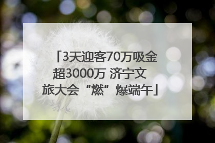 3天迎客70万吸金超3000万 济宁文旅大会“燃”爆端午