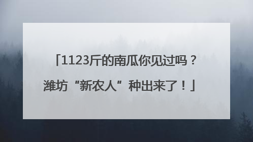 1123斤的南瓜你见过吗？潍坊“新农人”种出来了！