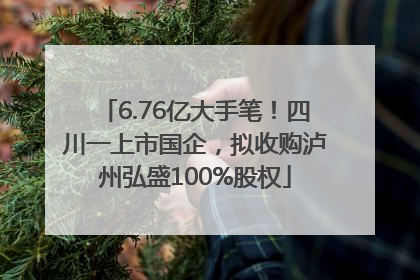 6.76亿大手笔！四川一上市国企，拟收购泸州弘盛100%股权